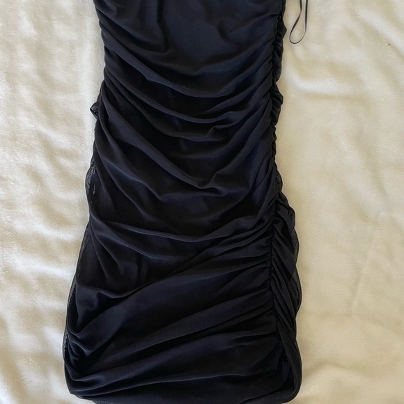 Princess Polly Black Mesh One Shoulder Mini Dress - Picture 6 of 10